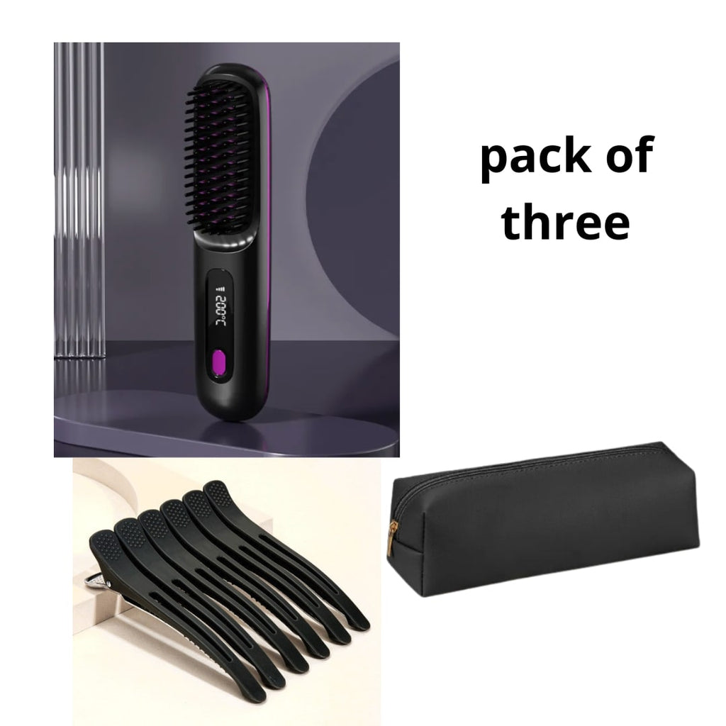 Cordless Hair Straightener Brush with Portable Wireless Design and Digital Temperature Display - Image 41