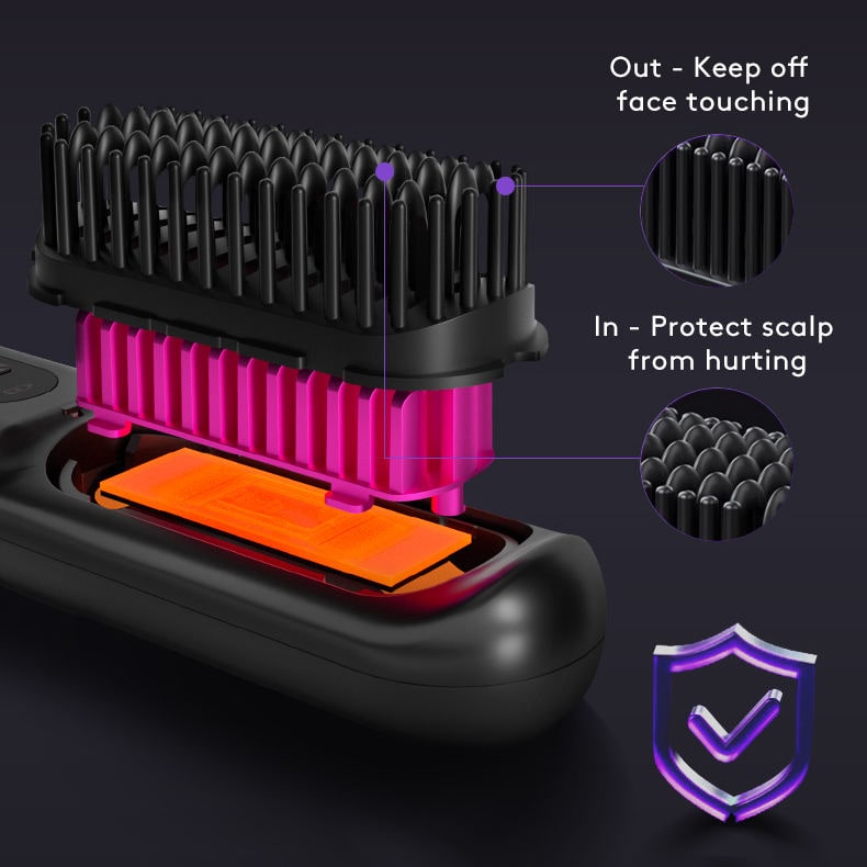 Cordless Hair Straightener Brush with Portable Wireless Design and Digital Temperature Display - Image 9