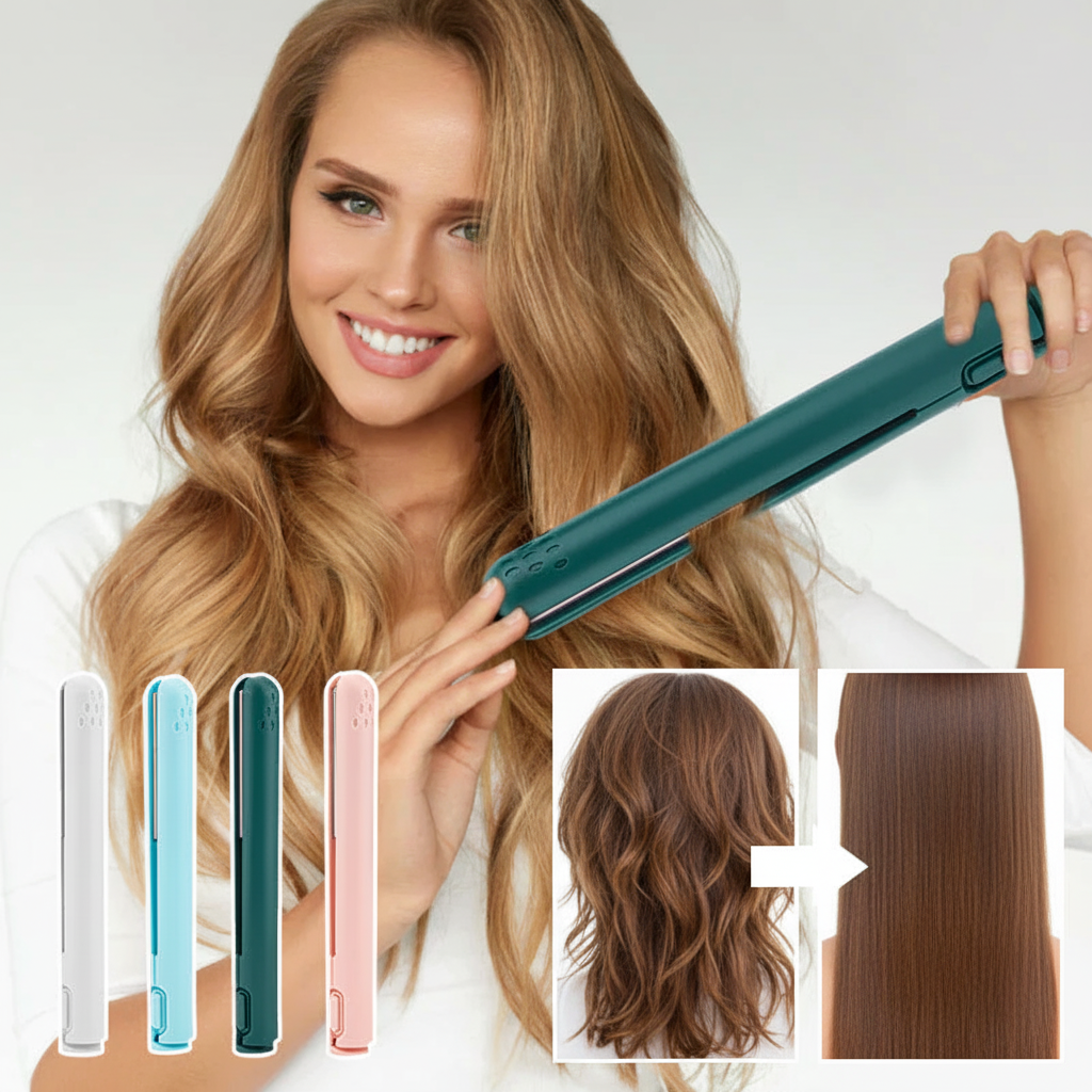 Cordless Hair Straightener Mini Ceramic Plates Rechargeable Travel Portable - Image 2