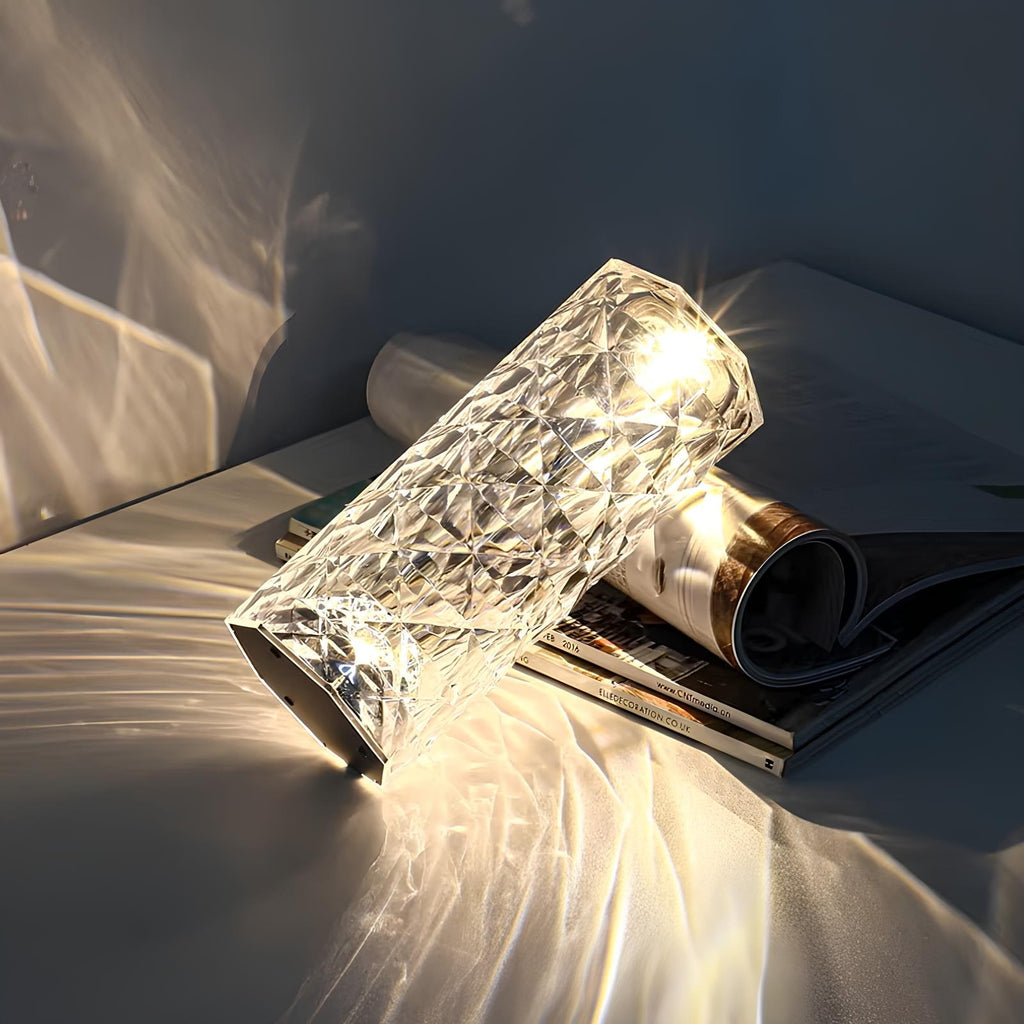 Cordless Rechargeable Crystal Table Lamp LED Color Changing Acrylic Wireless Rose - Image 3