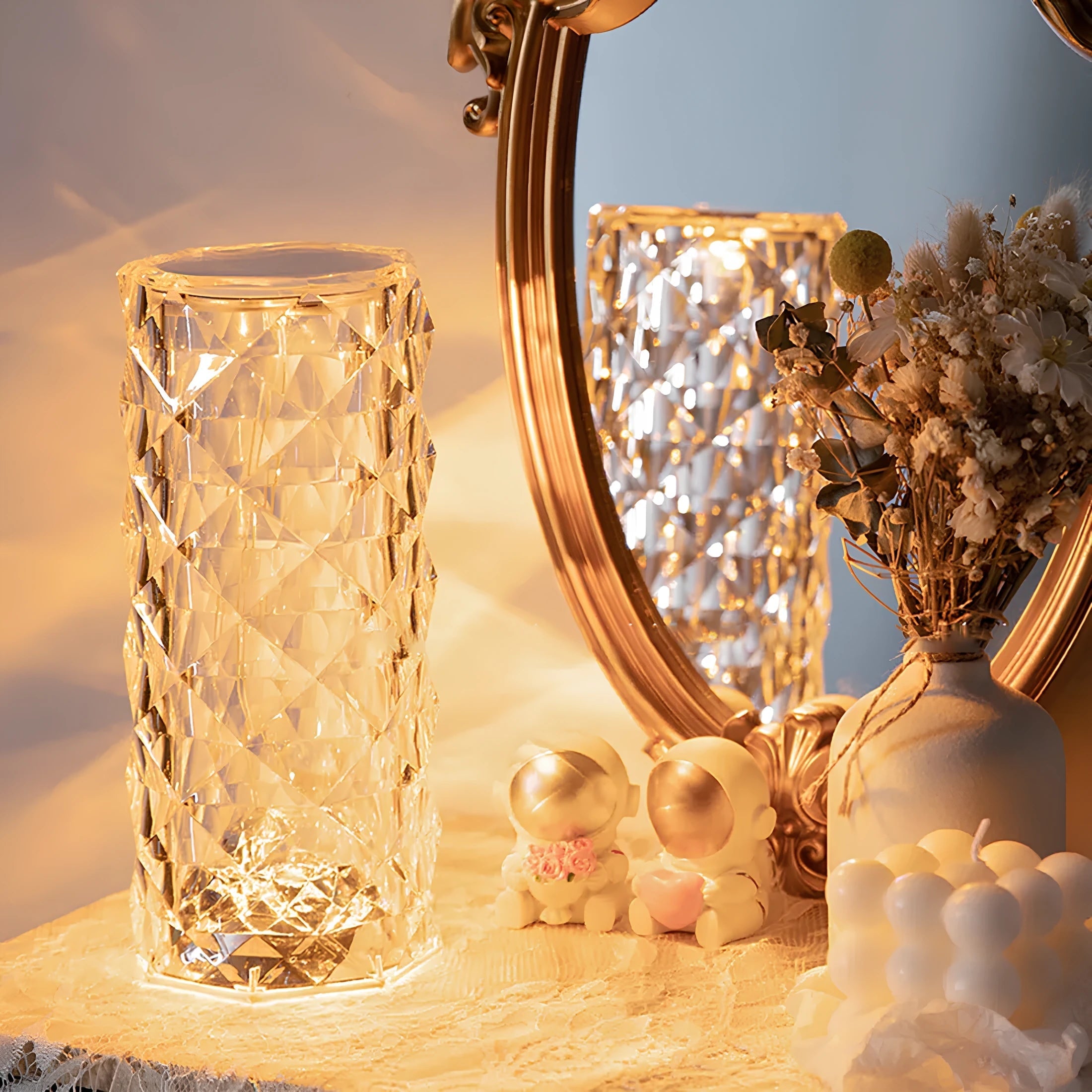 Cordless Rechargeable Crystal Table Lamp LED Color Changing Acrylic Wireless Rose - Image 4