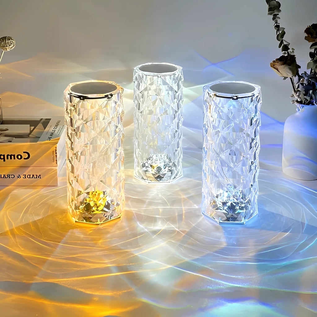 Cordless Rechargeable Crystal Table Lamp LED Color Changing Acrylic Wireless Rose - Image 9