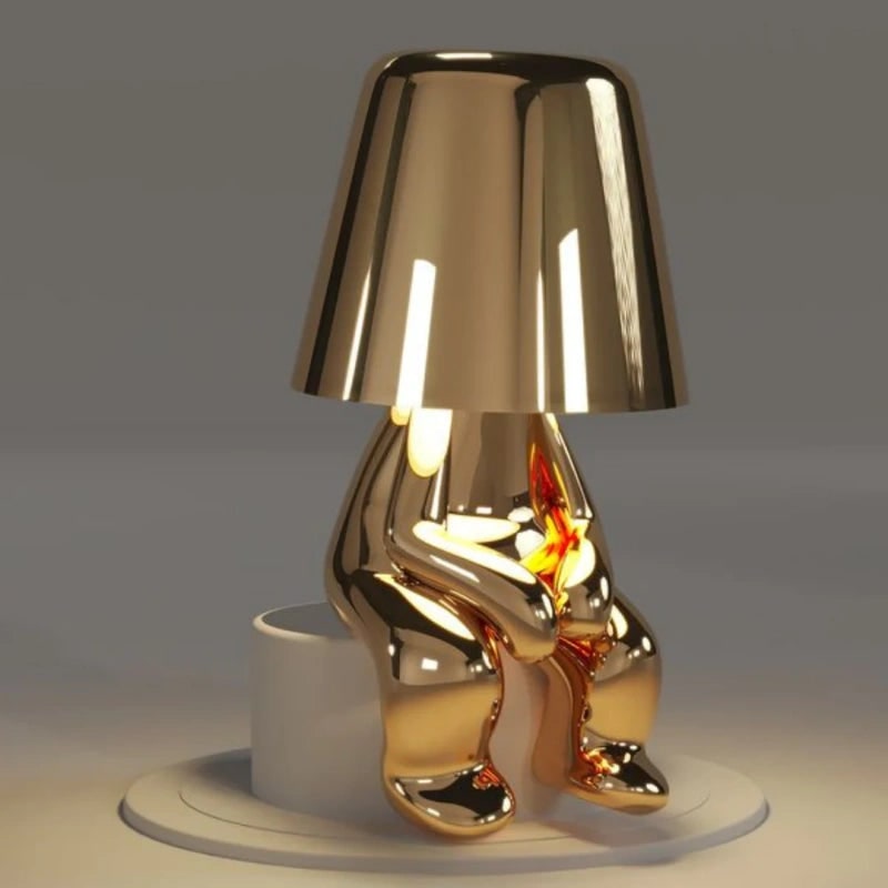 Cordless Table Lamp Rechargeable LED USB Metal Figure Sitting Standing Poses Thinker - Image 12