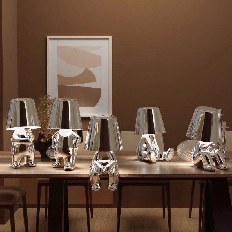 Cordless Table Lamp Rechargeable LED USB Metal Figure Sitting Standing Poses Thinker - Image 2