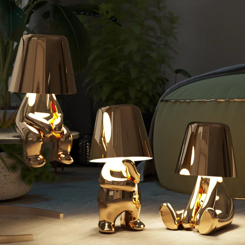 Cordless Table Lamp Rechargeable LED USB Metal Figure Sitting Standing Poses Thinker - Image 4