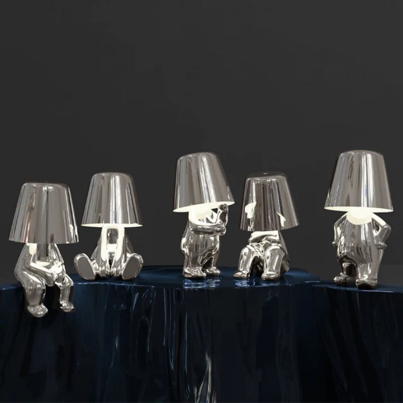 Cordless Table Lamp Rechargeable LED USB Metal Figure Sitting Standing Poses Thinker - Image 5