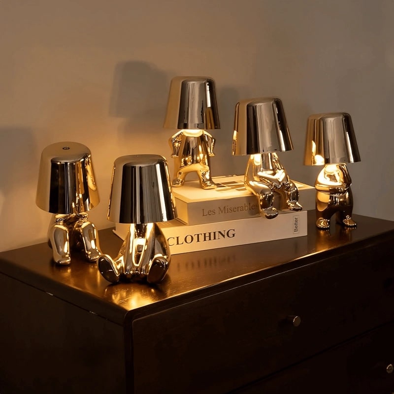 Cordless Table Lamp Rechargeable LED USB Metal Figure Sitting Standing Poses Thinker - Image 6
