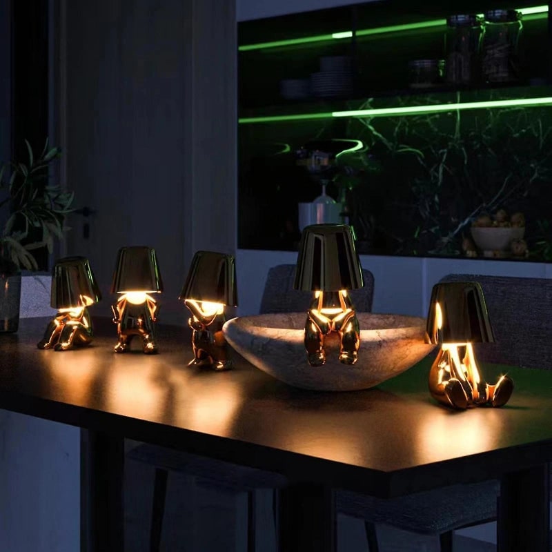 Cordless Table Lamp Rechargeable LED USB Metal Figure Sitting Standing Poses Thinker - Image 7