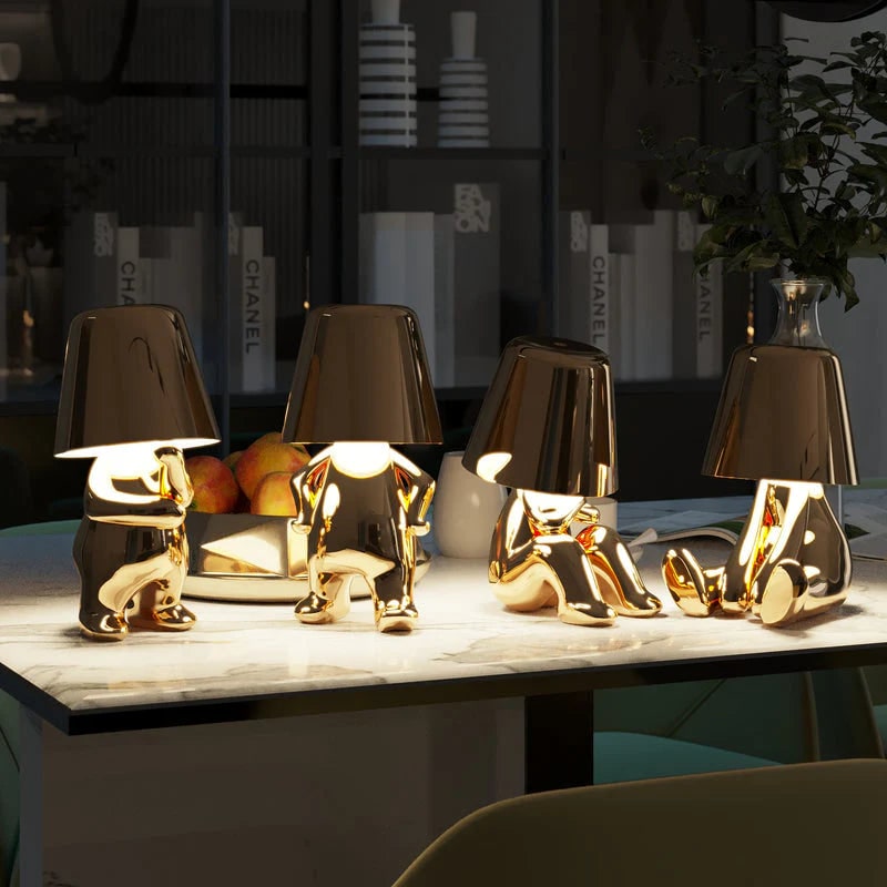 Cordless Table Lamp Rechargeable LED USB Metal Figure Sitting Standing Poses Thinker - Image 8