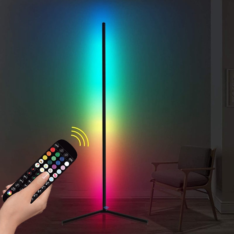 Corner Floor Lamp with Remote Control and Color Changing Rgb LED Light Mid Century Modern - Image 2