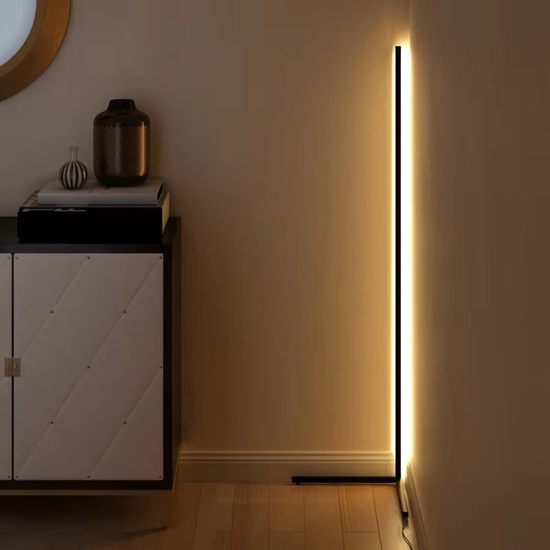 Corner Floor Lamp with Remote Control Minimalist Arc Design and Dimmable LED Light - Image 2