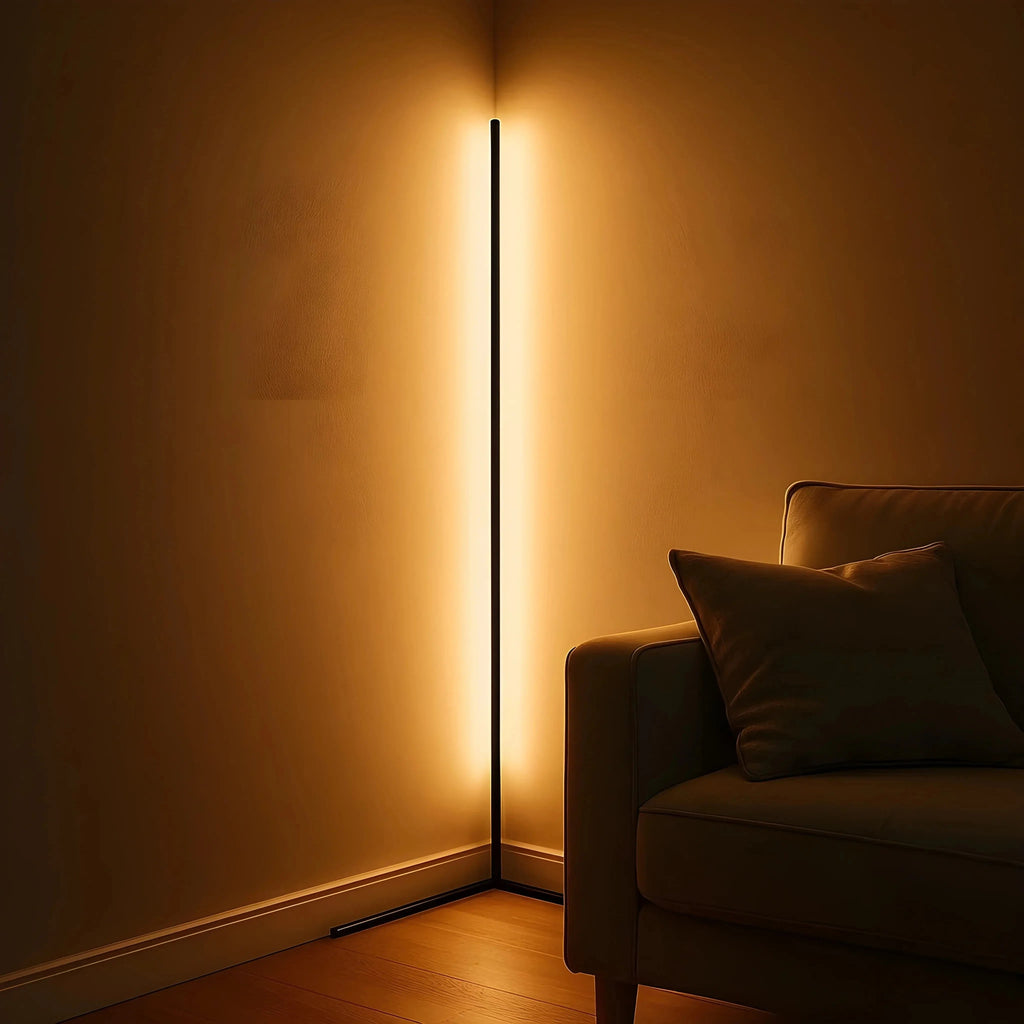 Corner Floor Lamp with Remote Control Minimalist Arc Design and Dimmable LED Light - Image 3
