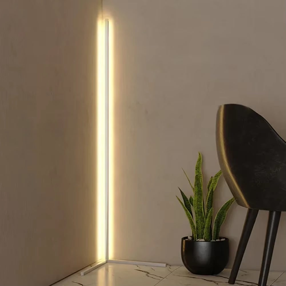 Corner Floor Lamp with Remote Control Minimalist Arc Design and Dimmable LED Light - Image 4