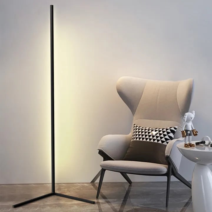 Corner Floor Lamp with Remote Control Minimalist Arc Design and Dimmable LED Light - Image 6