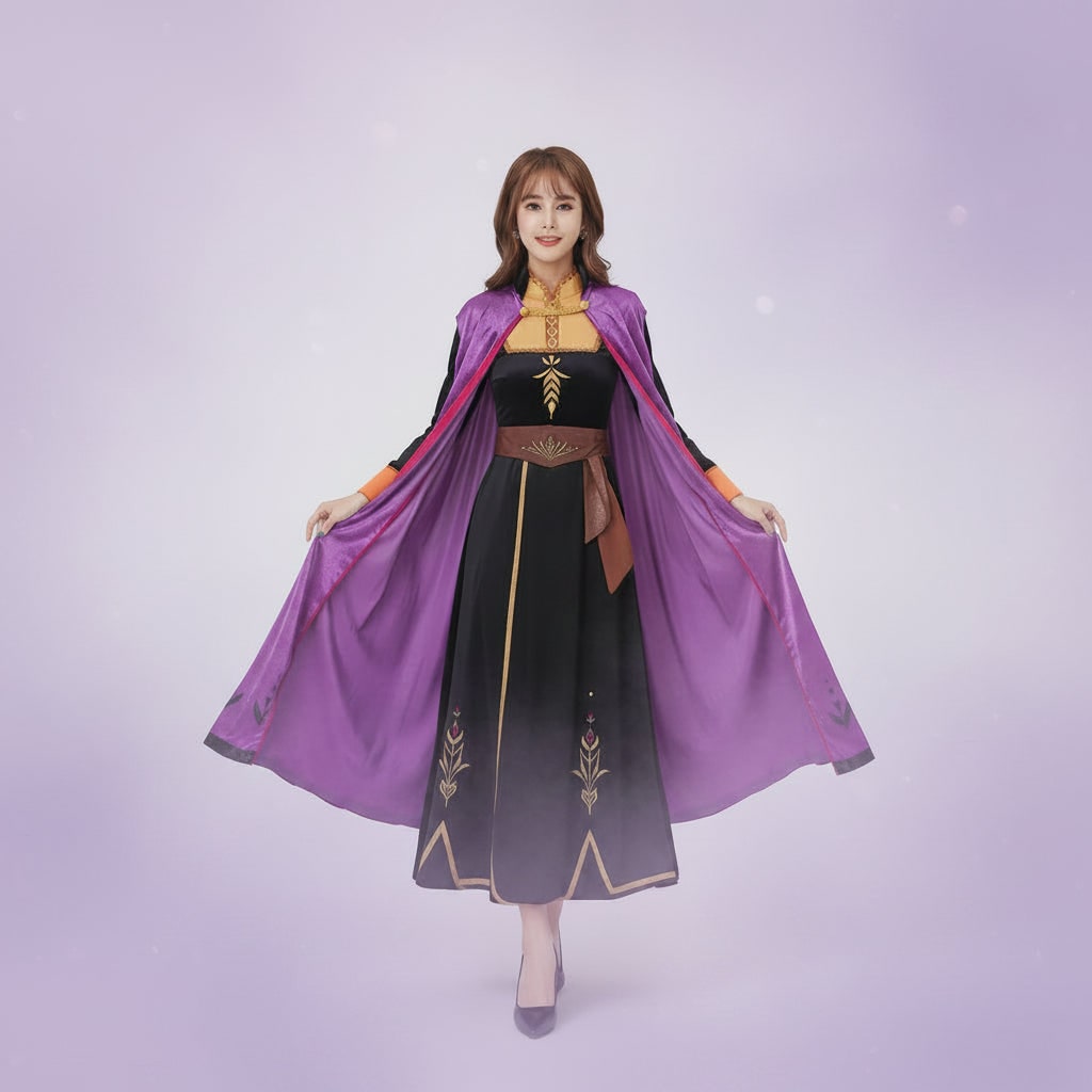 Cosplay Princess Costume ice Dress with Cape for Adults Anna - Image 2