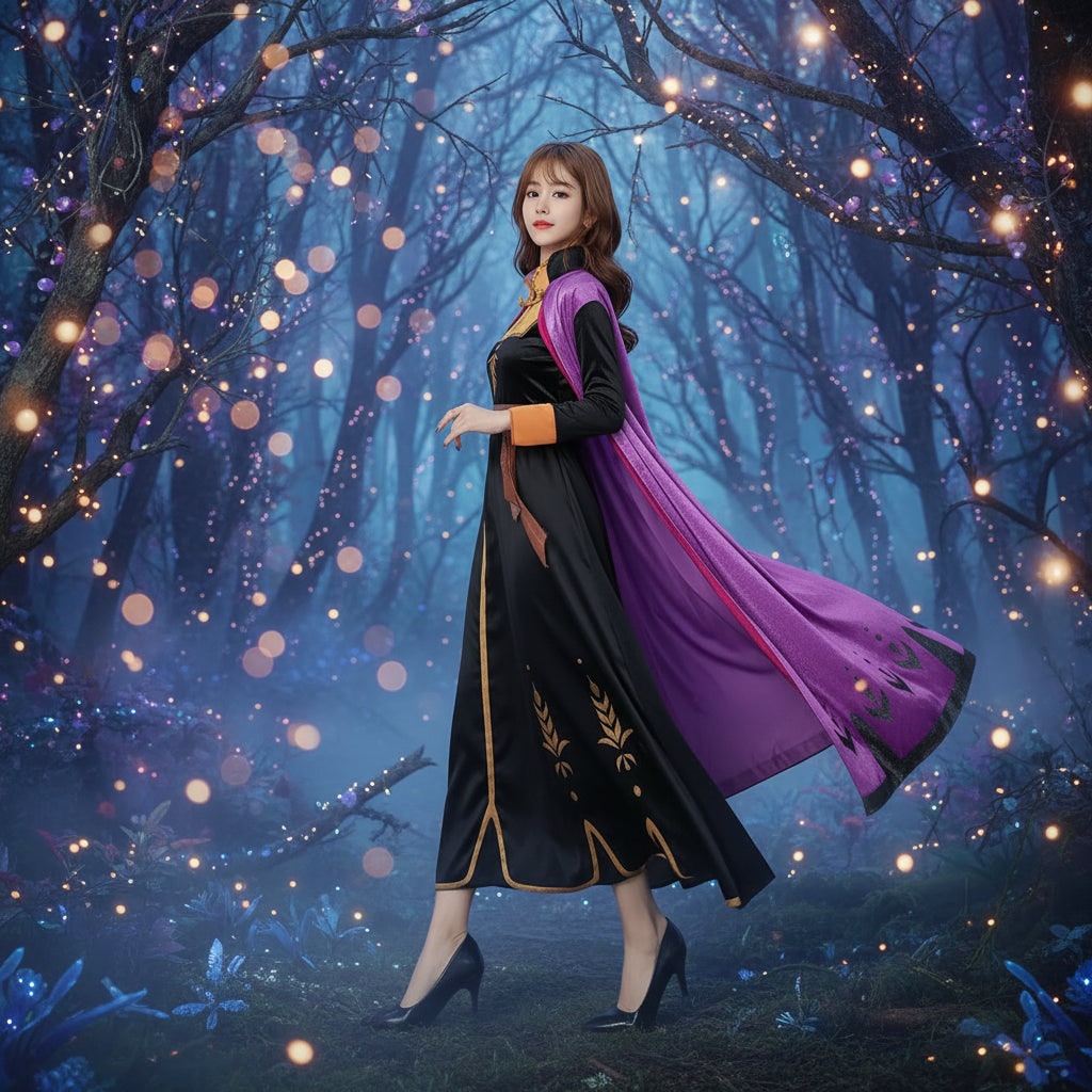 Cosplay Princess Costume ice Dress with Cape for Adults Anna - Image 5