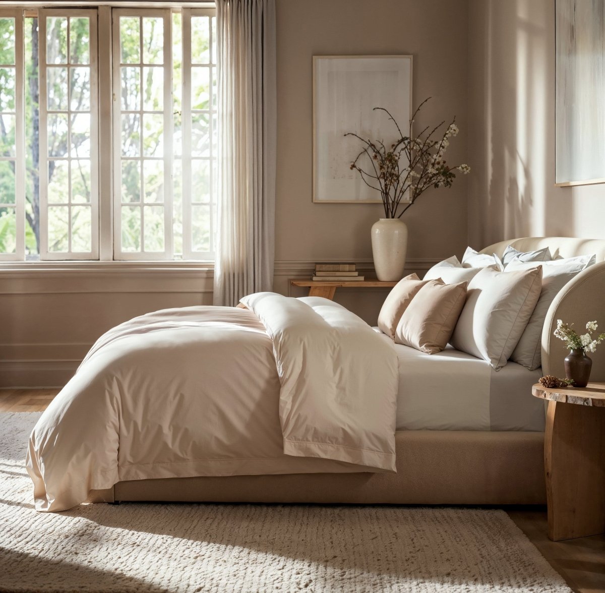 Cotton Duvet Cover Set with Pillowcases King Size and Queen Sateen Finish Bedding White - Image 1