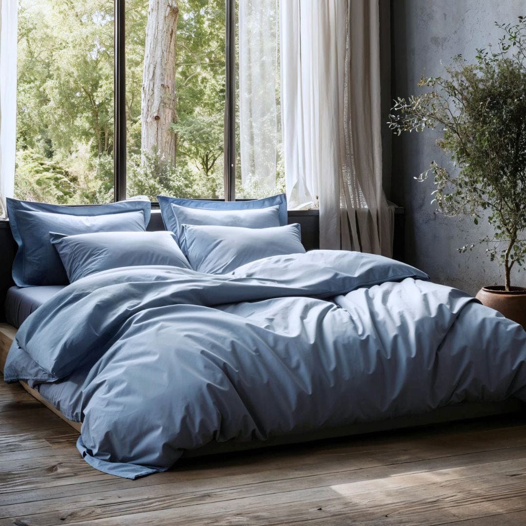 Cotton Duvet Cover Set with Pillowcases King Size and Queen Sateen Finish Bedding White - Image 2