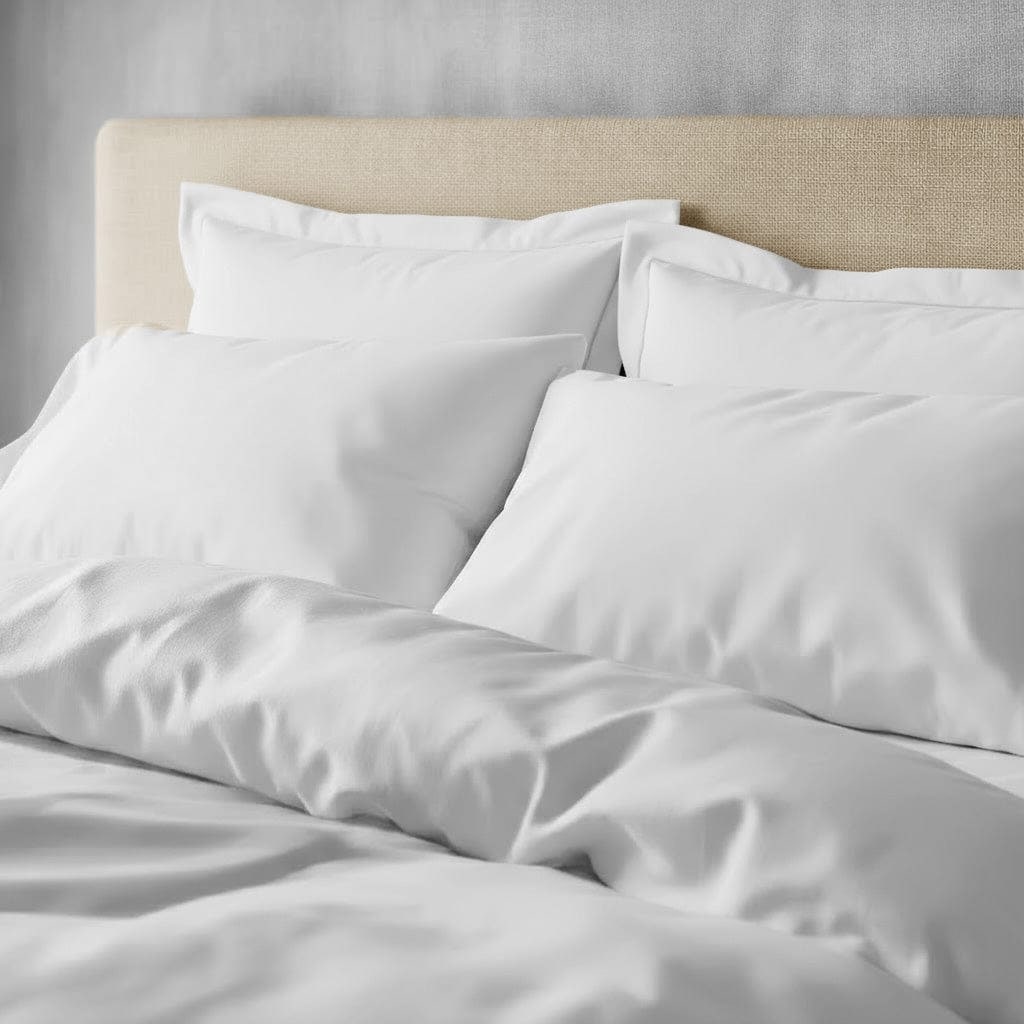 Cotton Duvet Cover Set with Pillowcases King Size and Queen Sateen Finish Bedding White - Image 3