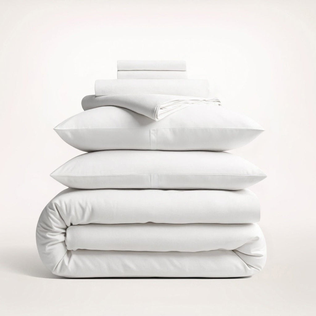 Cotton Duvet Cover Set with Pillowcases King Size and Queen Sateen Finish Bedding White - Image 4
