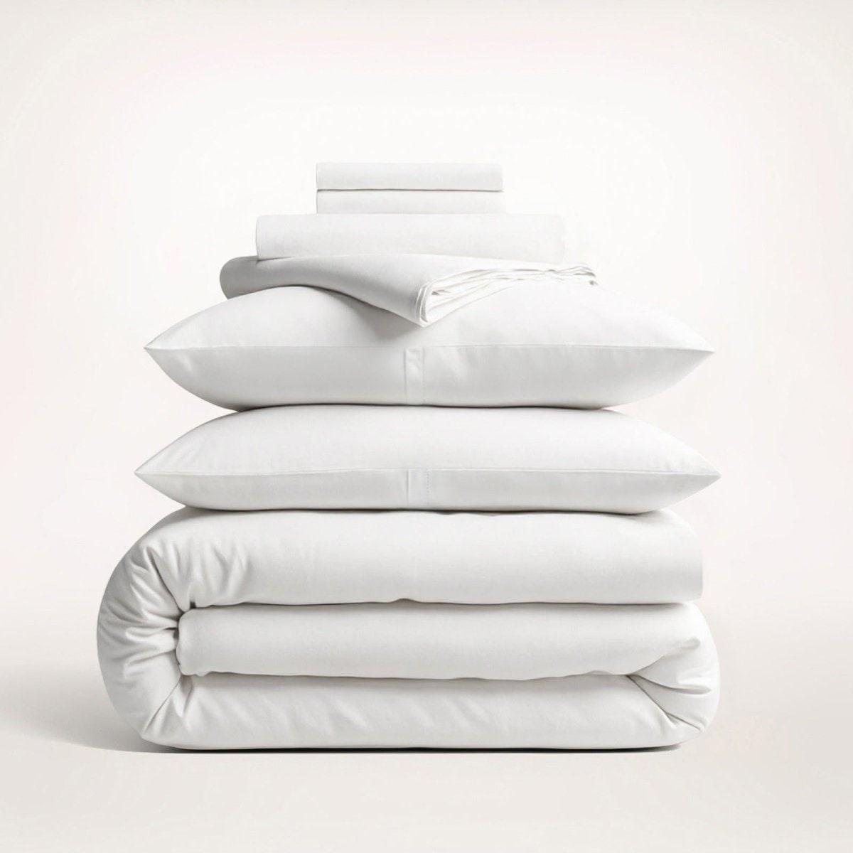 Cotton Duvet Cover Set with Pillowcases King Size and Queen Sateen Finish Bedding White - Image 4