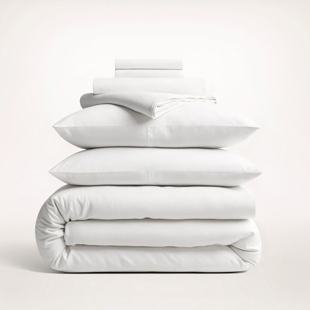 Cotton Duvet Cover Set with Pillowcases King Size and Queen Sateen Finish Bedding White - Image 4