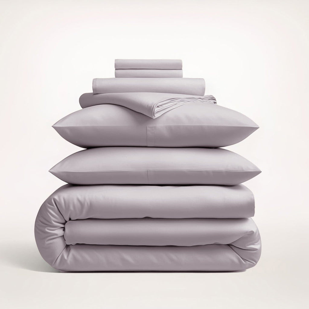 Cotton Duvet Cover Set with Pillowcases King Size and Queen Sateen Finish Bedding White - Image 8