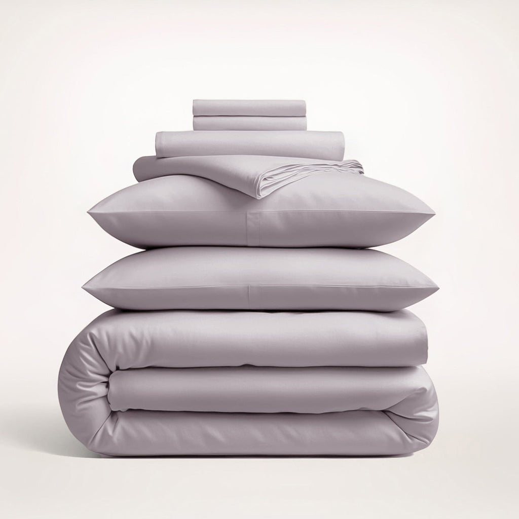 Cotton Duvet Cover Set with Pillowcases King Size and Queen Sateen Finish Bedding White - Image 8