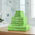 Cotton Towel Set for Bathroom with 10 Piece Bath Soft Absorbent Terry Cloth and Ribbed Border - Image 1