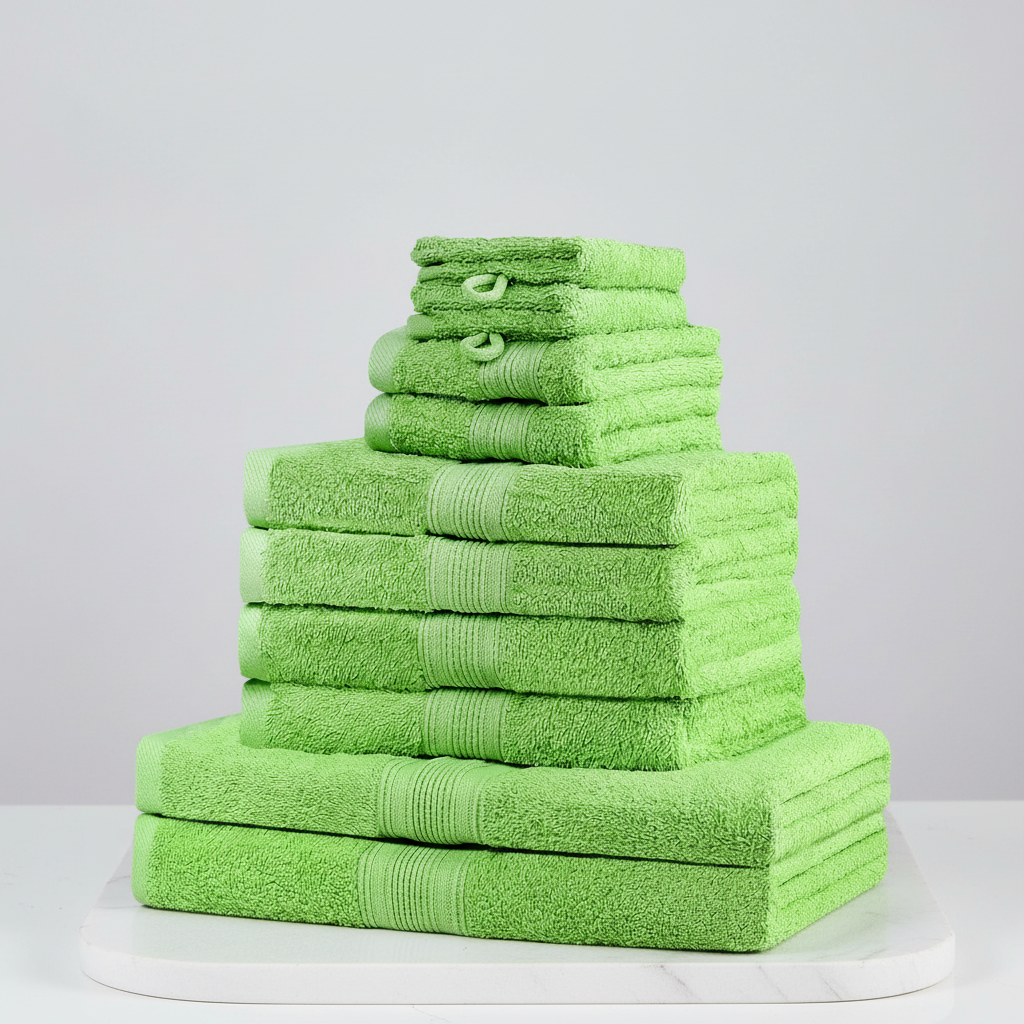 Cotton Towel Set for Bathroom with 10 Piece Bath Soft Absorbent Terry Cloth and Ribbed Border - Image 2