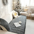 Couch Cover Sofa Seat Cushion Plush Padded Quilted Ribbed Runner Microfiber - Image 1