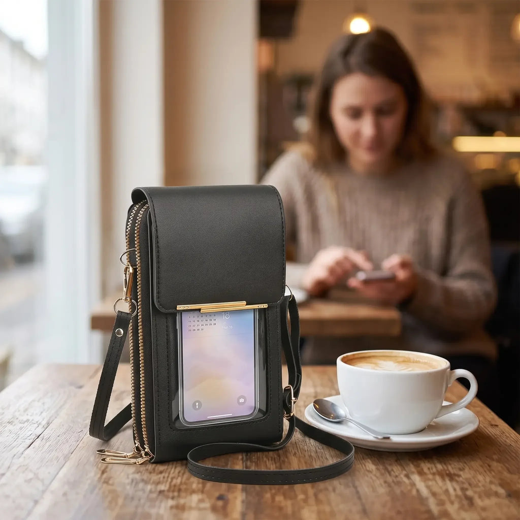 Crossbody Phone Bag with Waterproof Touchscreen Window and RFID Blocking - Image 2