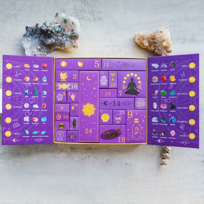 Crystal Advent Calendar with Gemstones and Beauty Products for Holiday Countdown - Image 1