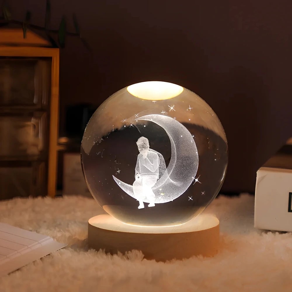 Crystal Lamp Ball Night Light 3D Laser Engraved Glass Wooden Base USB LED Decorative - Image 11