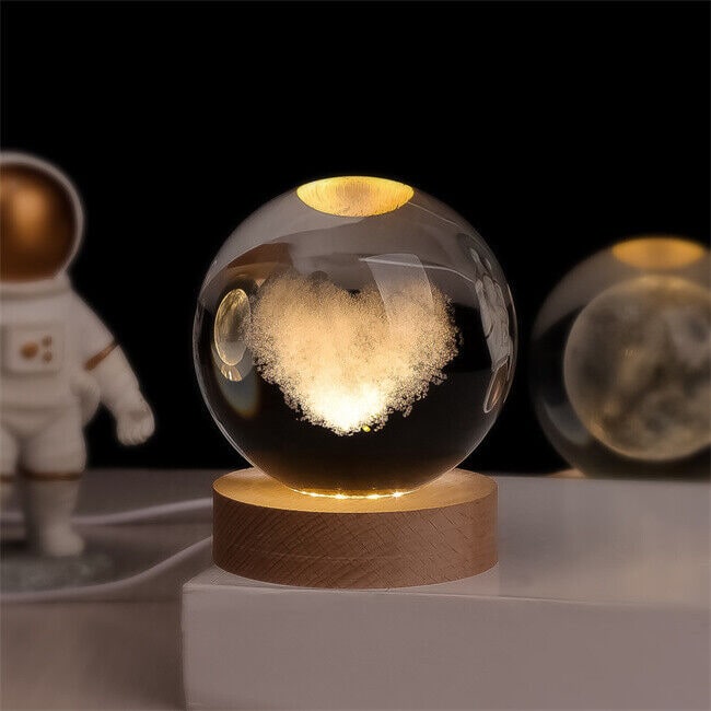 Crystal Lamp Ball Night Light 3D Laser Engraved Glass Wooden Base USB LED Decorative - Image 12