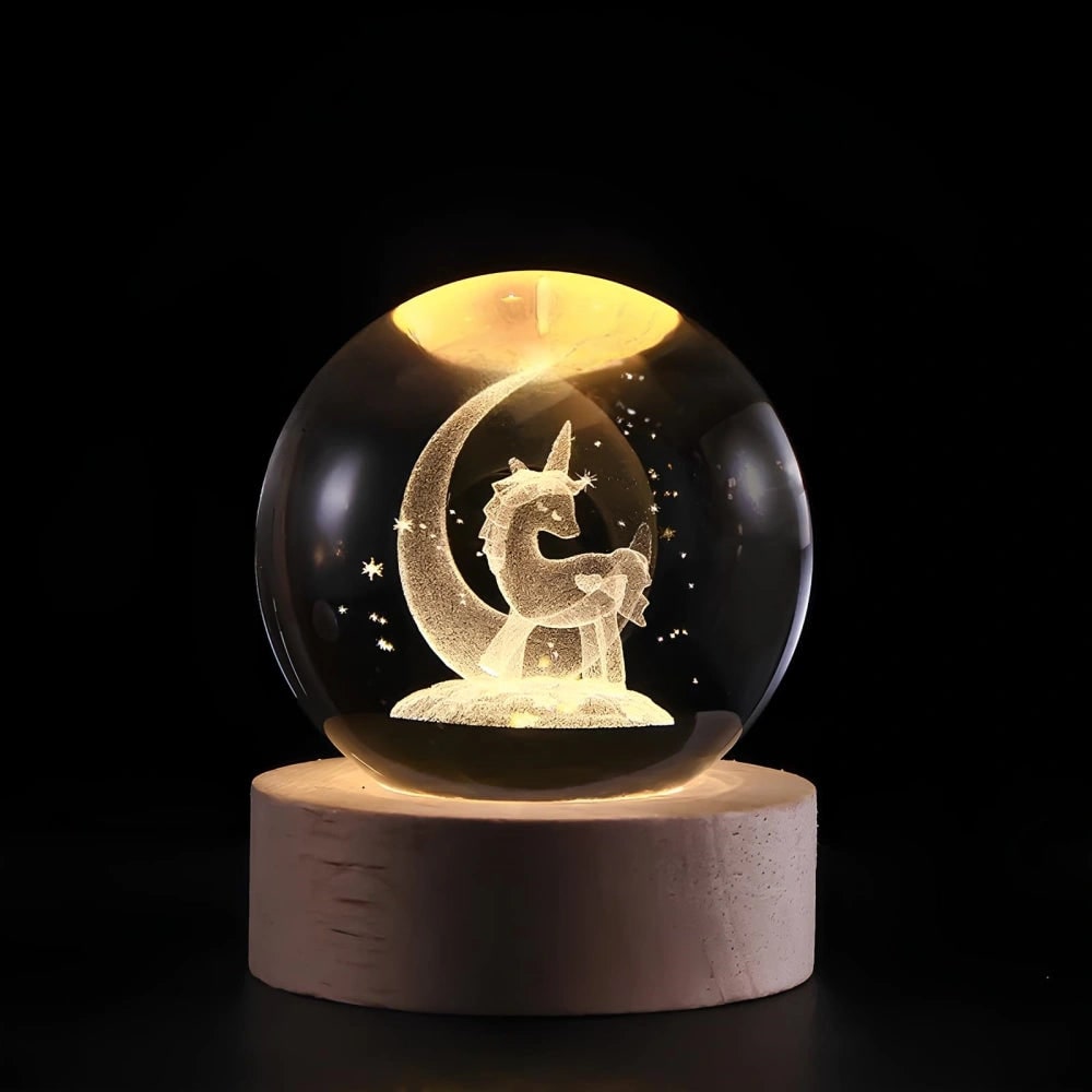Crystal Lamp Ball Night Light 3D Laser Engraved Glass Wooden Base USB LED Decorative - Image 14