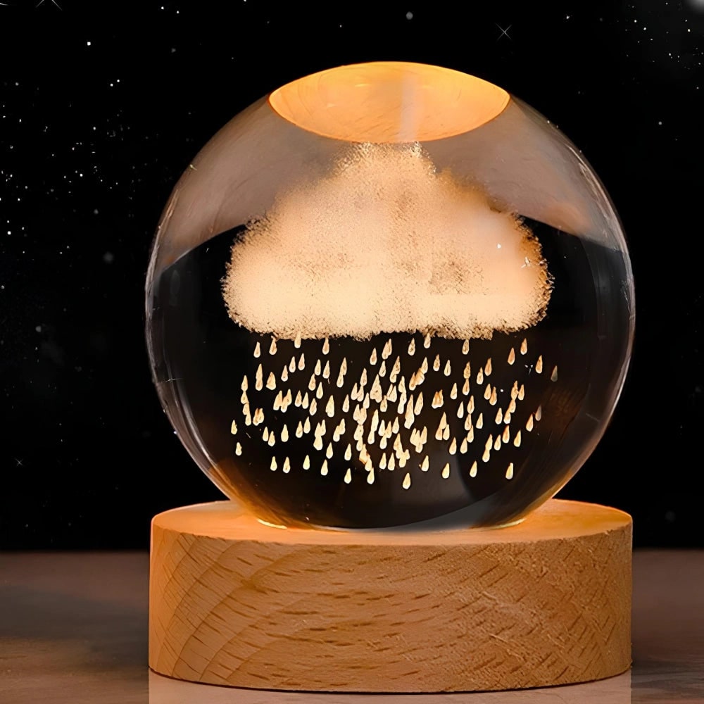 Crystal Lamp Ball Night Light 3D Laser Engraved Glass Wooden Base USB LED Decorative - Image 17