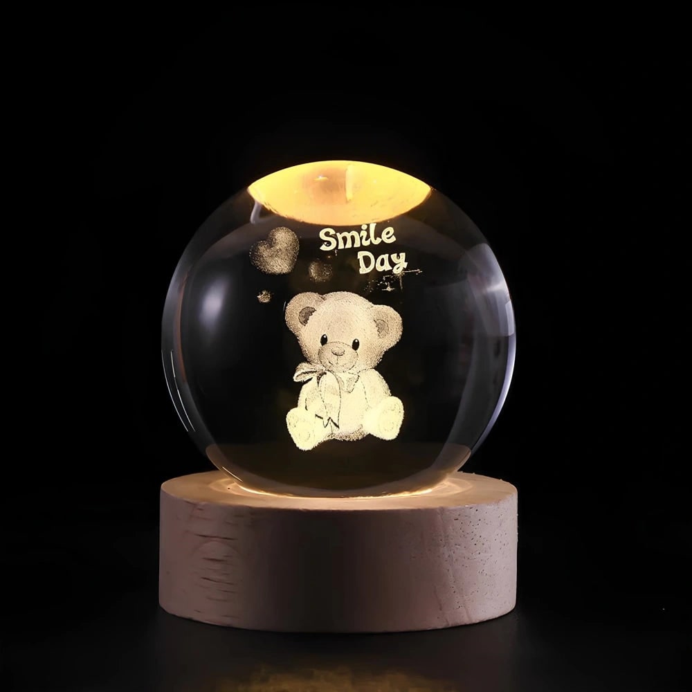 Crystal Lamp Ball Night Light 3D Laser Engraved Glass Wooden Base USB LED Decorative - Image 18