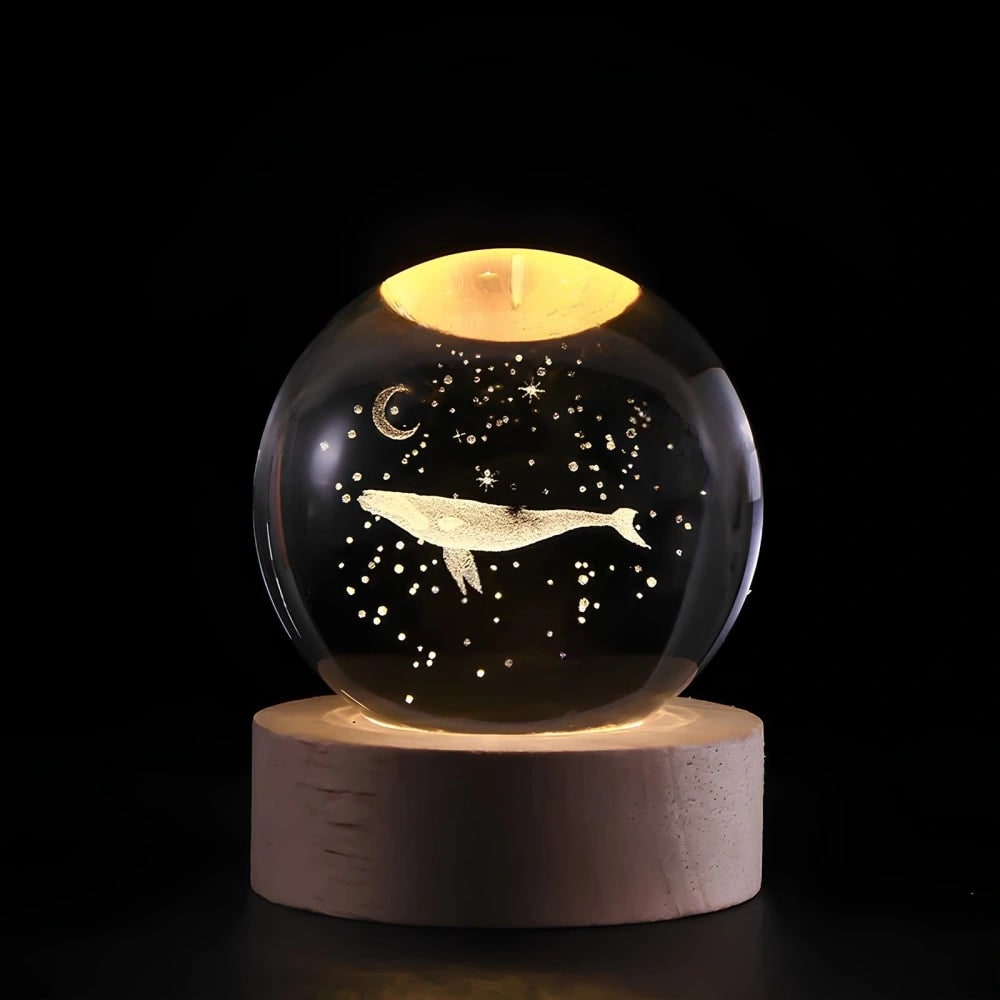 Crystal Lamp Ball Night Light 3D Laser Engraved Glass Wooden Base USB LED Decorative - Image 19