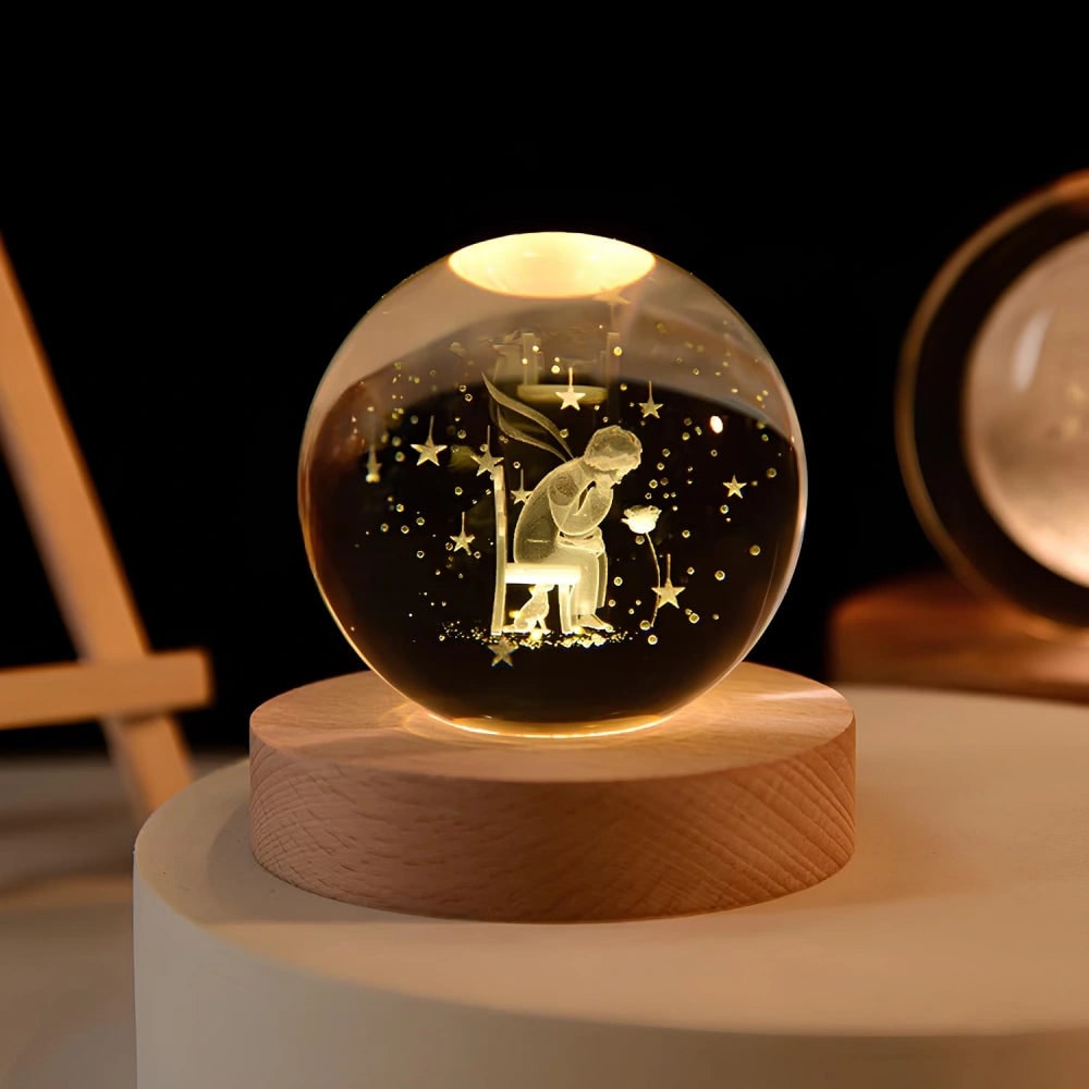 Crystal Lamp Ball Night Light 3D Laser Engraved Glass Wooden Base USB LED Decorative - Image 20