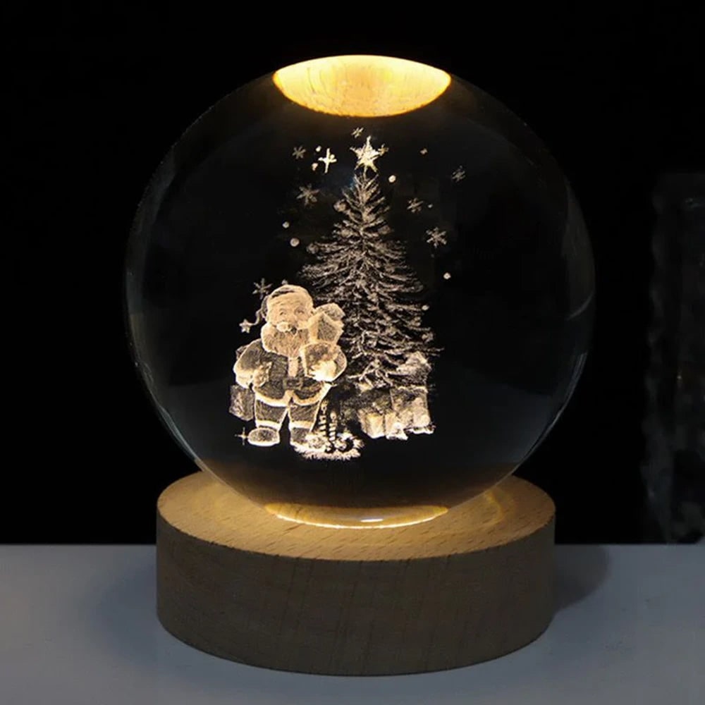 Crystal Lamp Ball Night Light 3D Laser Engraved Glass Wooden Base USB LED Decorative - Image 25