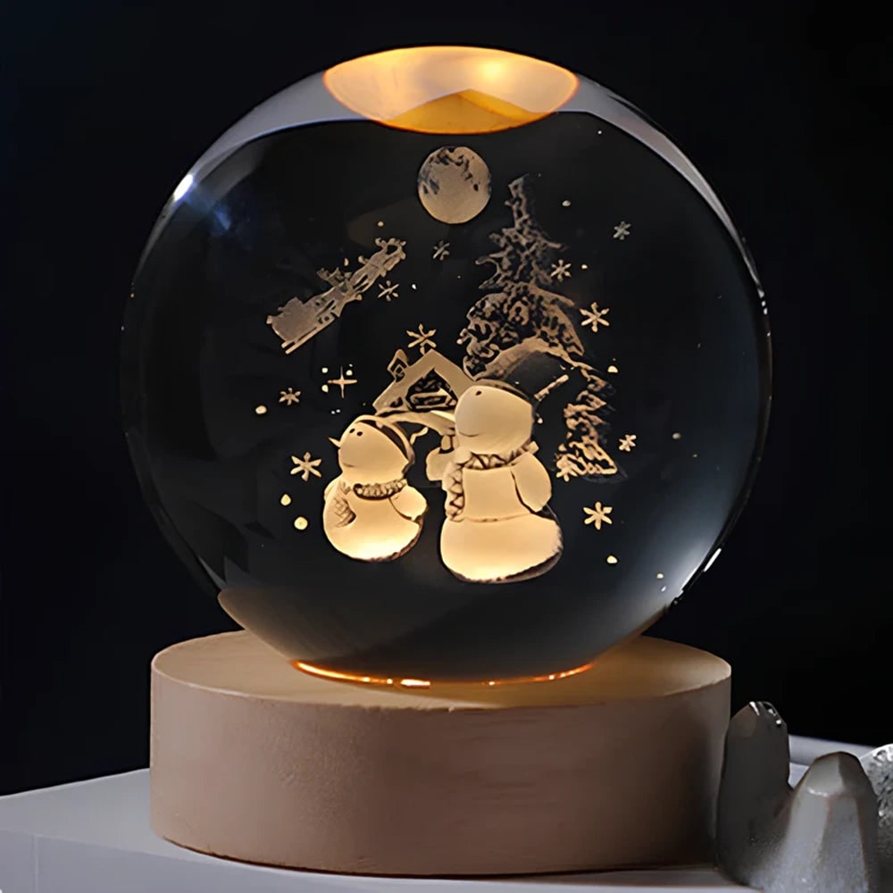 Crystal Lamp Ball Night Light 3D Laser Engraved Glass Wooden Base USB LED Decorative - Image 26