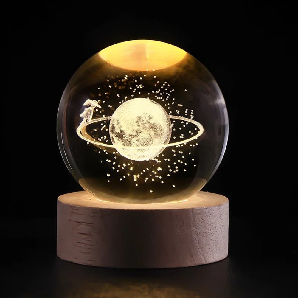 Crystal Lamp Ball Night Light 3D Laser Engraved Glass Wooden Base USB LED Decorative - Image 27