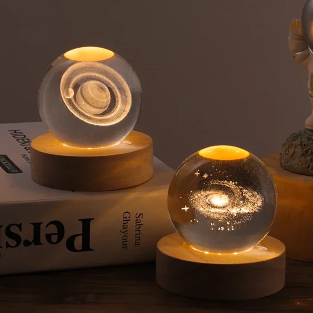 Crystal Lamp Ball Night Light 3D Laser Engraved Glass Wooden Base USB LED Decorative - Image 28