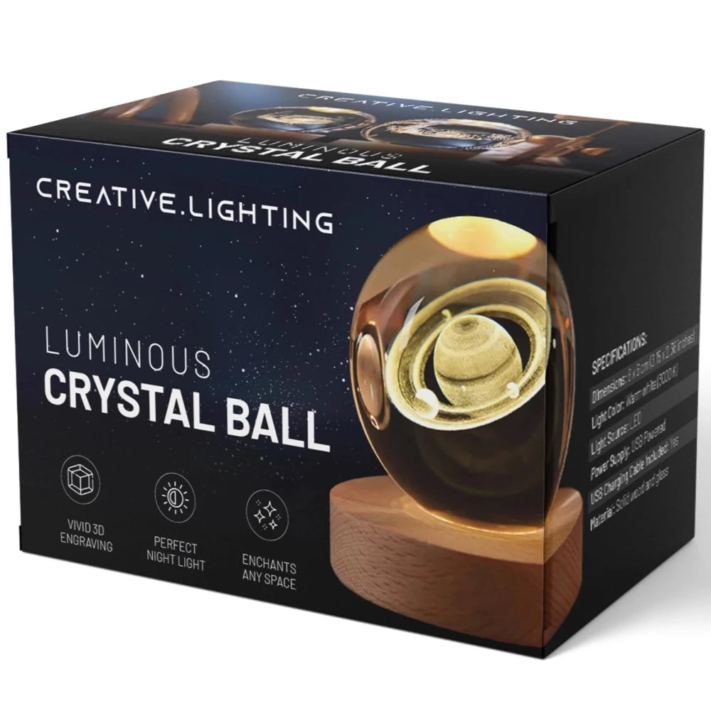 Crystal Lamp Ball Night Light 3D Laser Engraved Glass Wooden Base USB LED Decorative - Image 29