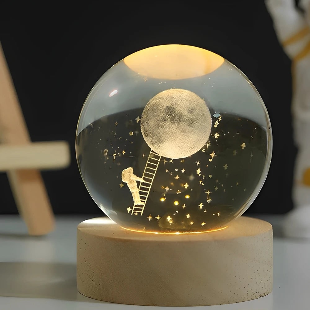Crystal Lamp Ball Night Light 3D Laser Engraved Glass Wooden Base USB LED Decorative - Image 8