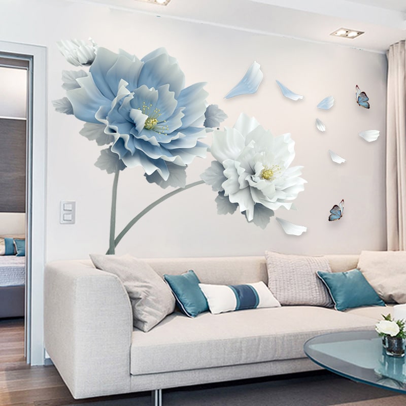 Custom Floral Wall Decal Stickers with Peel and Stick Peony Flower Design And Wallaper - Image 1