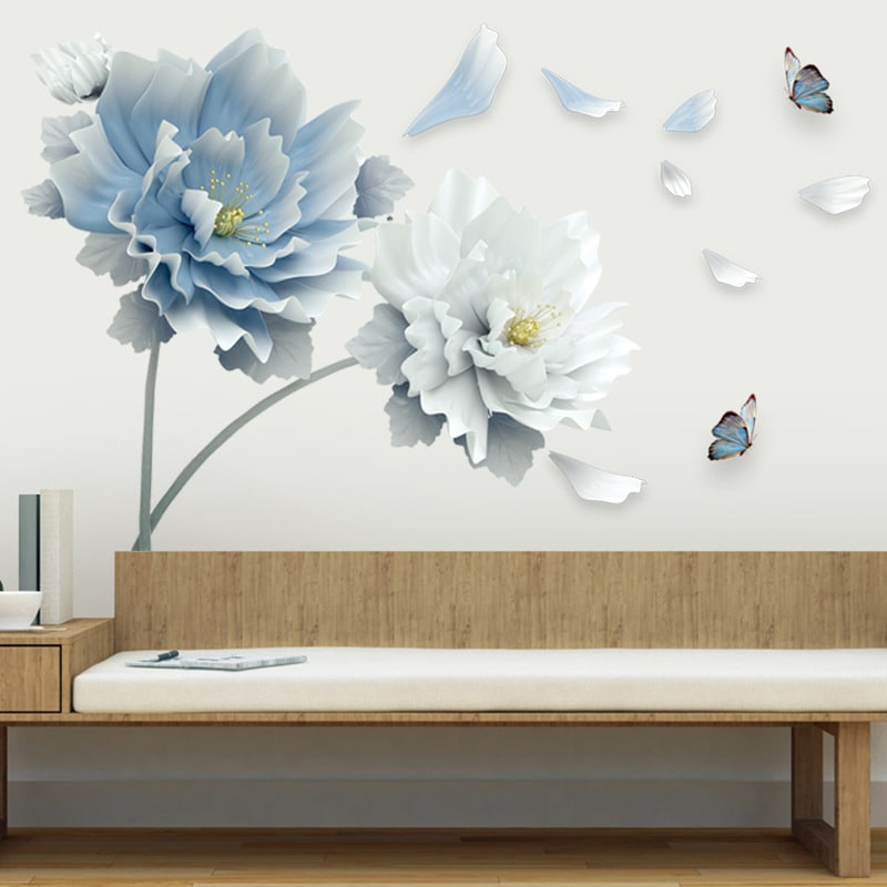 Custom Floral Wall Decal Stickers with Peel and Stick Peony Flower Design And Wallaper - Image 2
