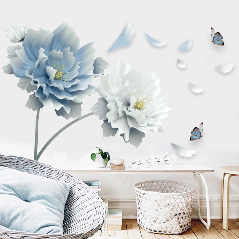 Custom Floral Wall Decal Stickers with Peel and Stick Peony Flower Design And Wallaper - Image 4