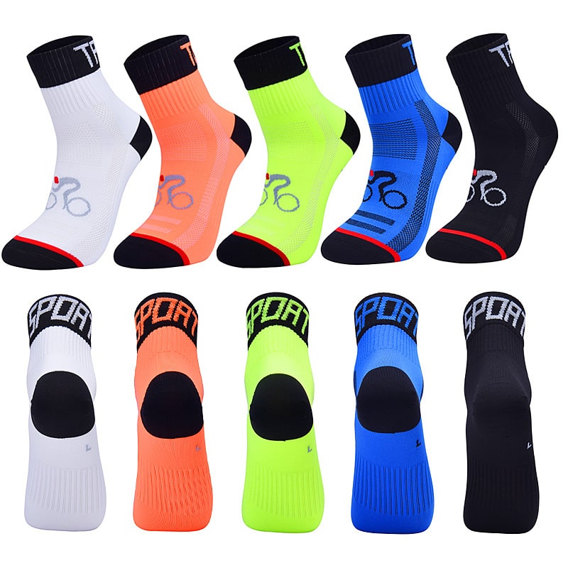 Cycling Socks with Moisture Wicking and Athletic Compression Reinforced Heel Toe Mid-Calf Running - Image 2